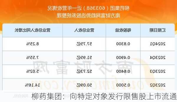 柳药集团：向特定对象发行限售股上市流通