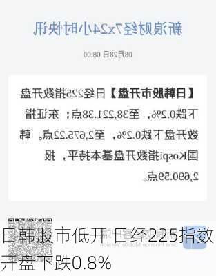 日韩股市低开 日经225指数开盘下跌0.8%-第1张图片-