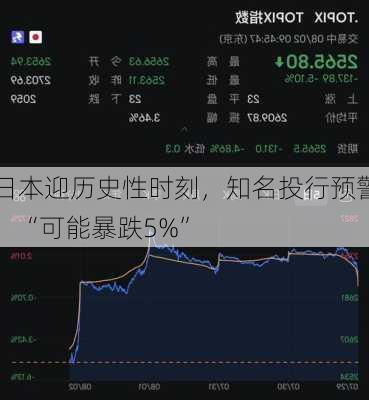 日本迎历史性时刻，知名投行预警：“可能暴跌5%”