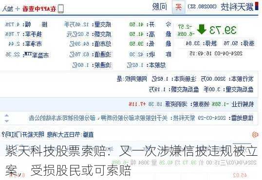 紫天科技股票索赔：又一次涉嫌信披违规被立案，受损股民或可索赔-第2张图片-