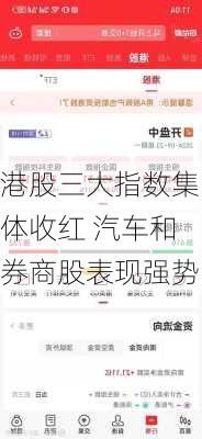 港股三大指数集体收红 汽车和券商股表现强势-第3张图片-