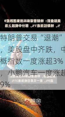 特朗普交易“退潮”，美股盘中齐跌，中概指数一度涨超3%，小鹏汽车一度涨超9%-第1张图片-