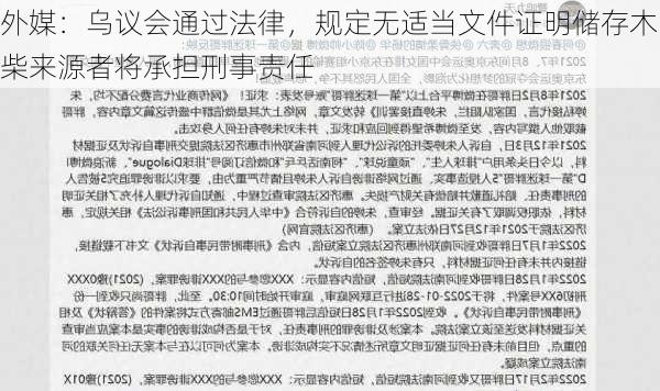 外媒：乌议会通过法律，规定无适当文件证明储存木柴来源者将承担刑事责任-第3张图片-