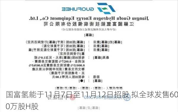 国富氢能于11月7日至11月12日招股 拟全球发售600万股H股-第1张图片-