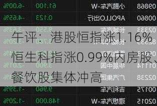 午评：港股恒指涨1.16% 恒生科指涨0.99%内房股、餐饮股集体冲高-第3张图片-