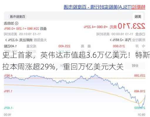 史上首家，英伟达市值超3.6万亿美元！特斯拉本周涨超29%，重回万亿美元大关-第1张图片-